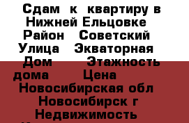 Сдам 2к. квартиру в Нижней Ельцовке › Район ­ Советский › Улица ­ Экваторная › Дом ­ 1 › Этажность дома ­ 9 › Цена ­ 16 000 - Новосибирская обл., Новосибирск г. Недвижимость » Квартиры аренда   . Новосибирская обл.,Новосибирск г.